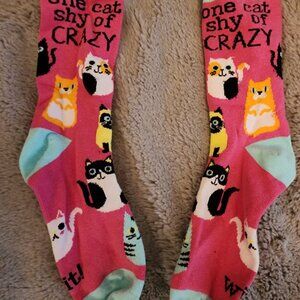 Socks - Funny Socks. Pink and multi with cats
